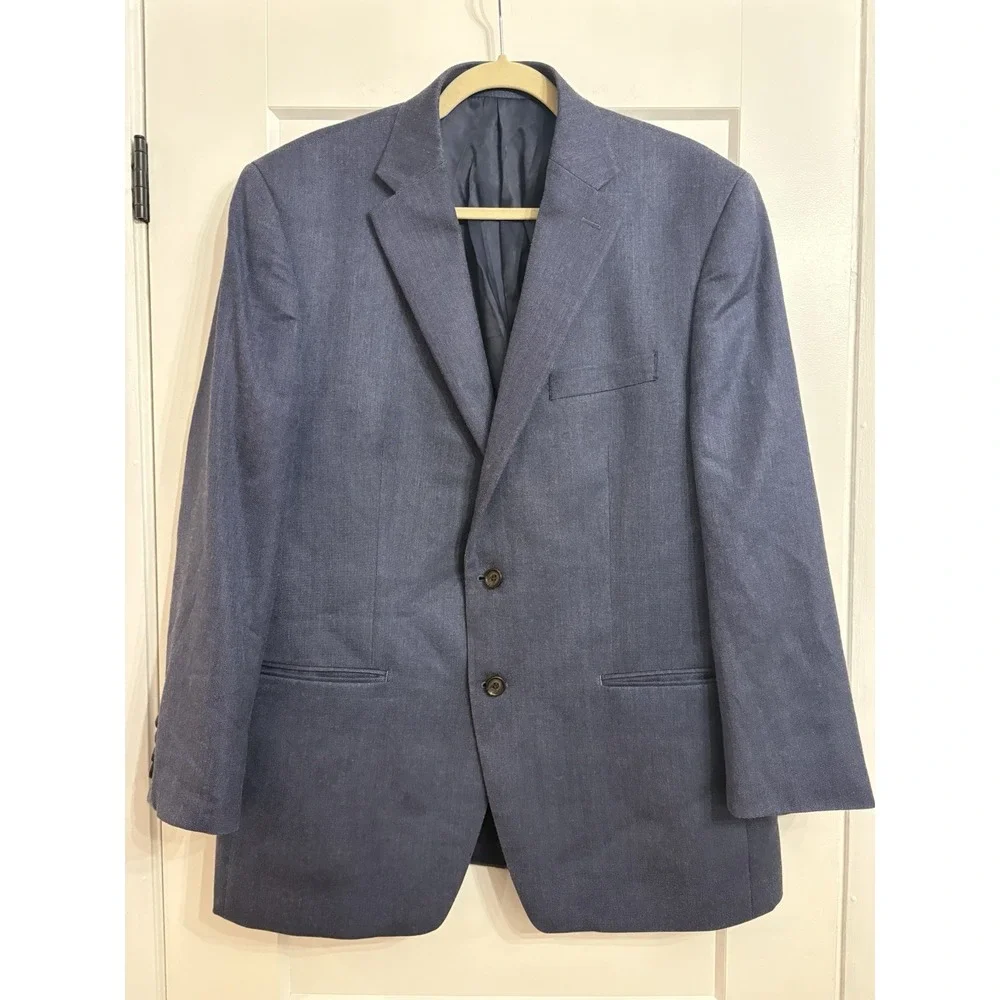 Lauren Ralph Lauren Men's‎ Blue Silk Blend 2-Button Sport Coat Blazer Size 44 R